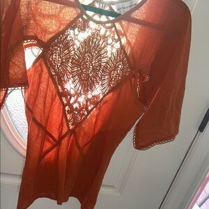 Antik Batik Terracotta Lace Blouse